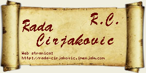 Rada Ćirjaković vizit kartica